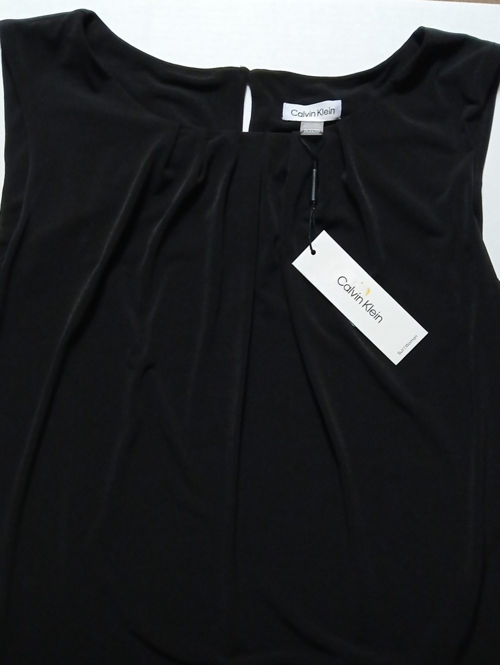 Calvin Klein Black Sleeveless Pleated Tank NWT 2X